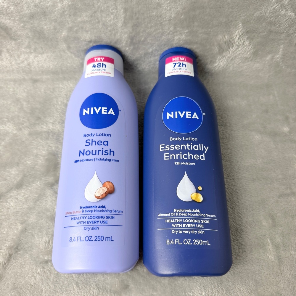 Nivea Body Lotion Bundle Unisex 8.4oz Blue Shea Nourish Essentially Enriched Set